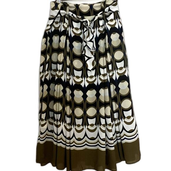 H&M Dresses & Skirts - H&M skirt 8 retro geometric chiffon matching tie belt pleating flowing